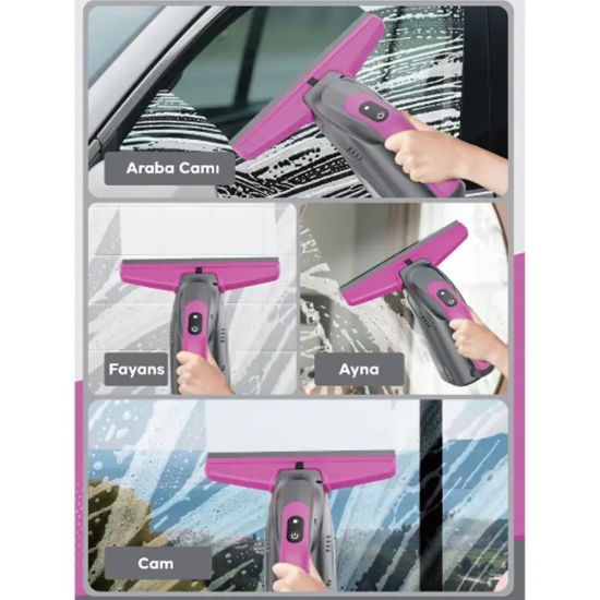 Ezere ClearView Şarjlı Cam Temizleyici Silme Makinesi Mikrofiber Başlı