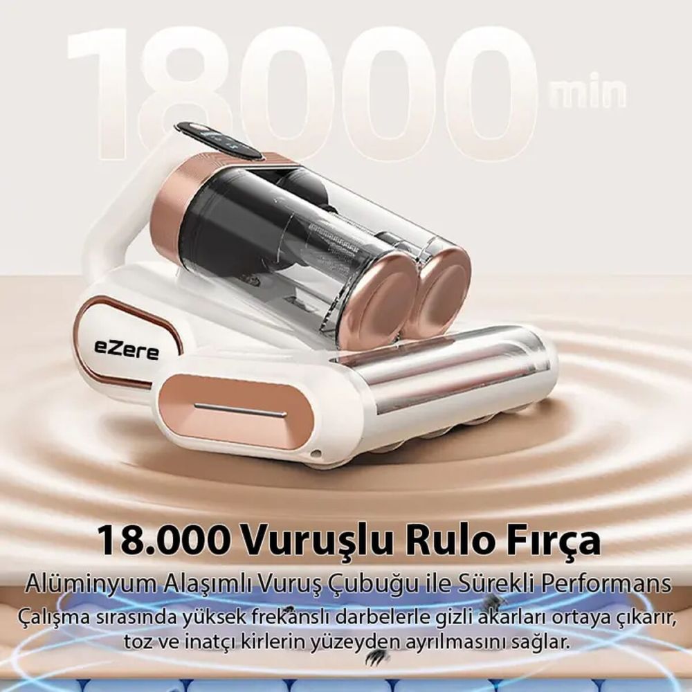 Ezere DustAway 17000Pa Güçlü Kablosuz Akar ve Toz UV Işıklı Yatak ve K