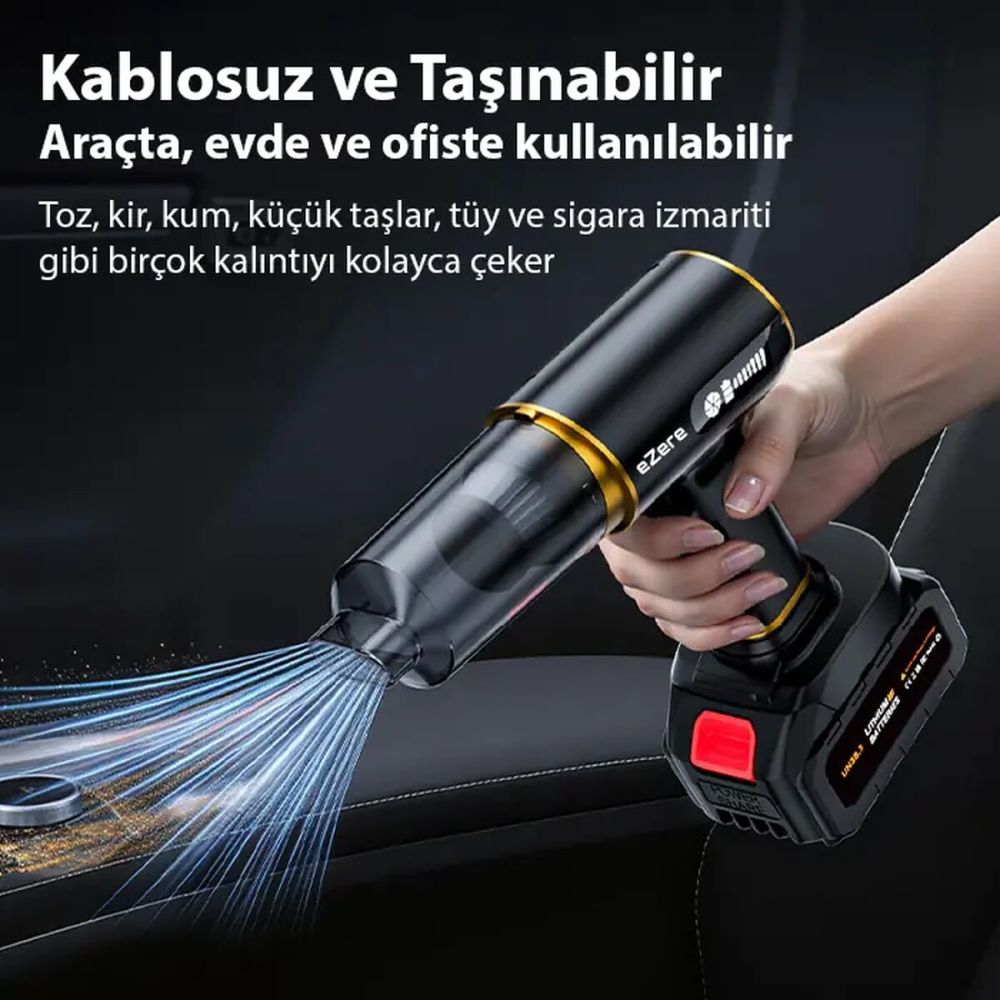 EZERE ST-6609C 20000pa Güçlü Dijital Göstergeli Vakumlu Kablosuz Üflem