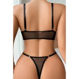 Siyah Transparan Tül Bralet Tanga İç Giyim Takımı TM