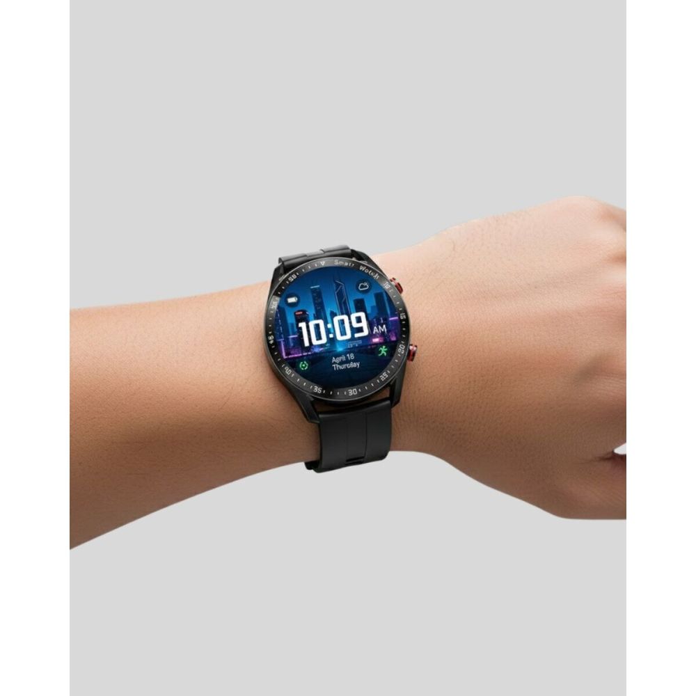 Akıllı Saat Titanyum Kasa Yuvarlak Ekran Alarm Uyku ve Sağlık Takibi T