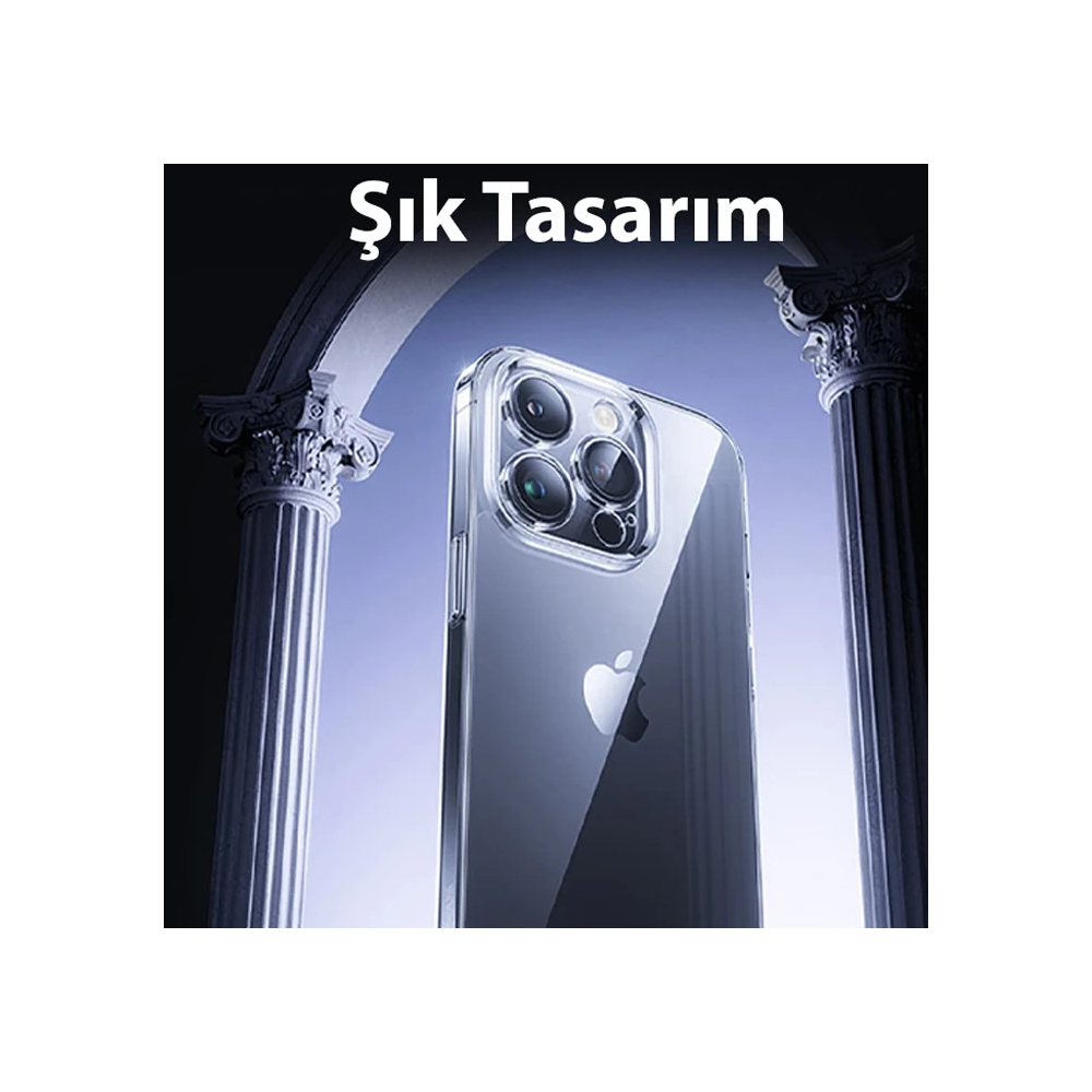 Baseus iPhone 15 Schott Serisi Şeffaf Silikon Kılıf + Tempered Ekran K
