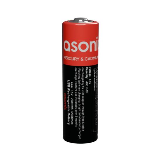ASONIC PL400 AAA Şarjlı Pil 1.5Volt 400mAh/750mwh Type-C ile Kolay Şar