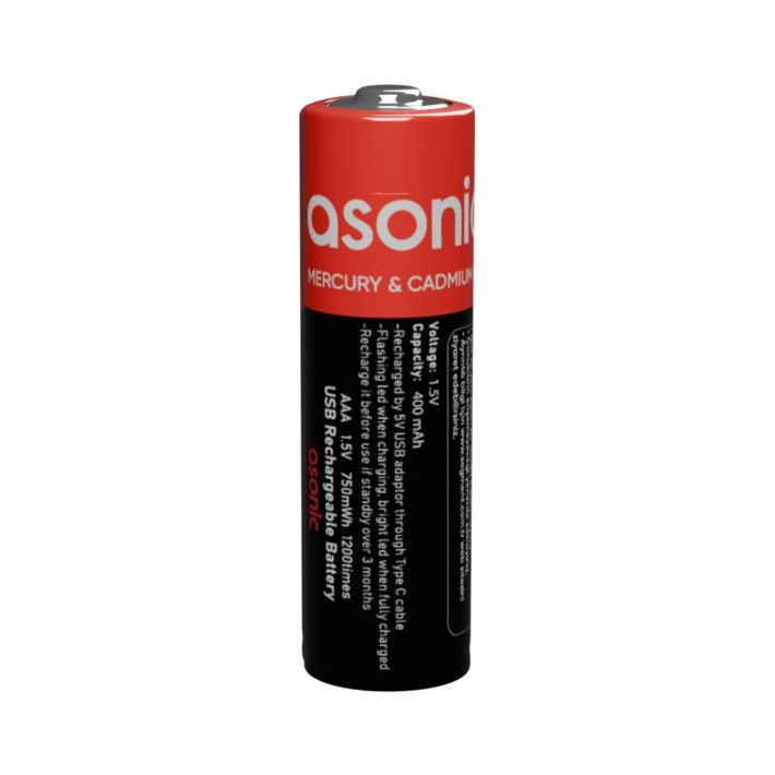 ASONIC PL400 AAA Şarjlı Pil 1.5Volt 400mAh/750mwh Type-C ile Kolay Şar