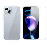 Baseus iPhone 15 Plus Schott Serisi Şeffaf Silikon Kılıf + Tempered Ek