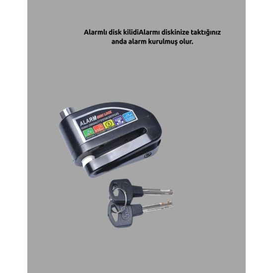Motosiklet ve Bisiklet İçin 6mm Pinli Alarmlı Disk Kilidi