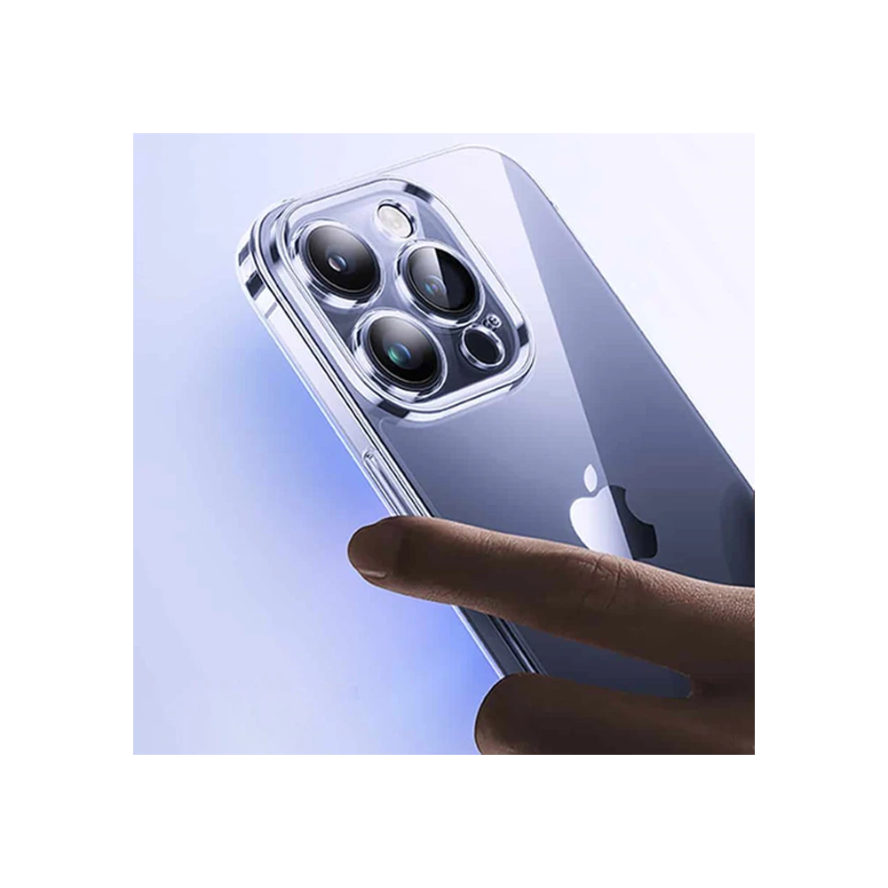 Baseus iPhone 15 Plus Schott Serisi Şeffaf Silikon Kılıf + Tempered Ek