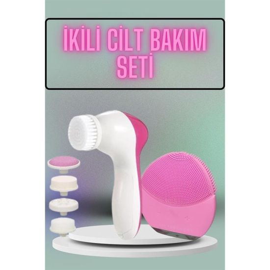 İkili Cilt Bakım Seti 5 Başlıklı Yüz Temizleme ve Masaj Aleti Canlandı