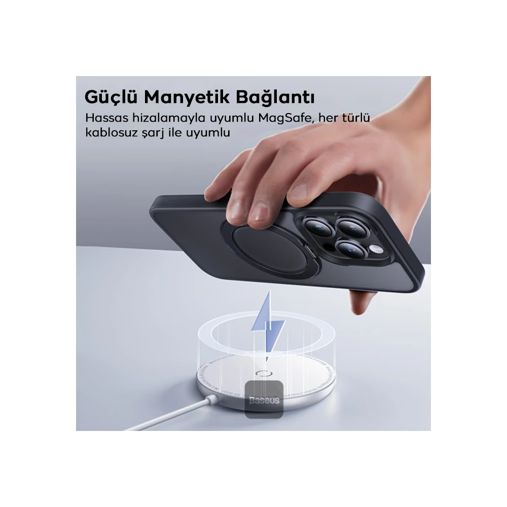 Baseus iPhone 15 Pro Max SkyRing Serisi Standlı Magsafe Manyetik Kılıf