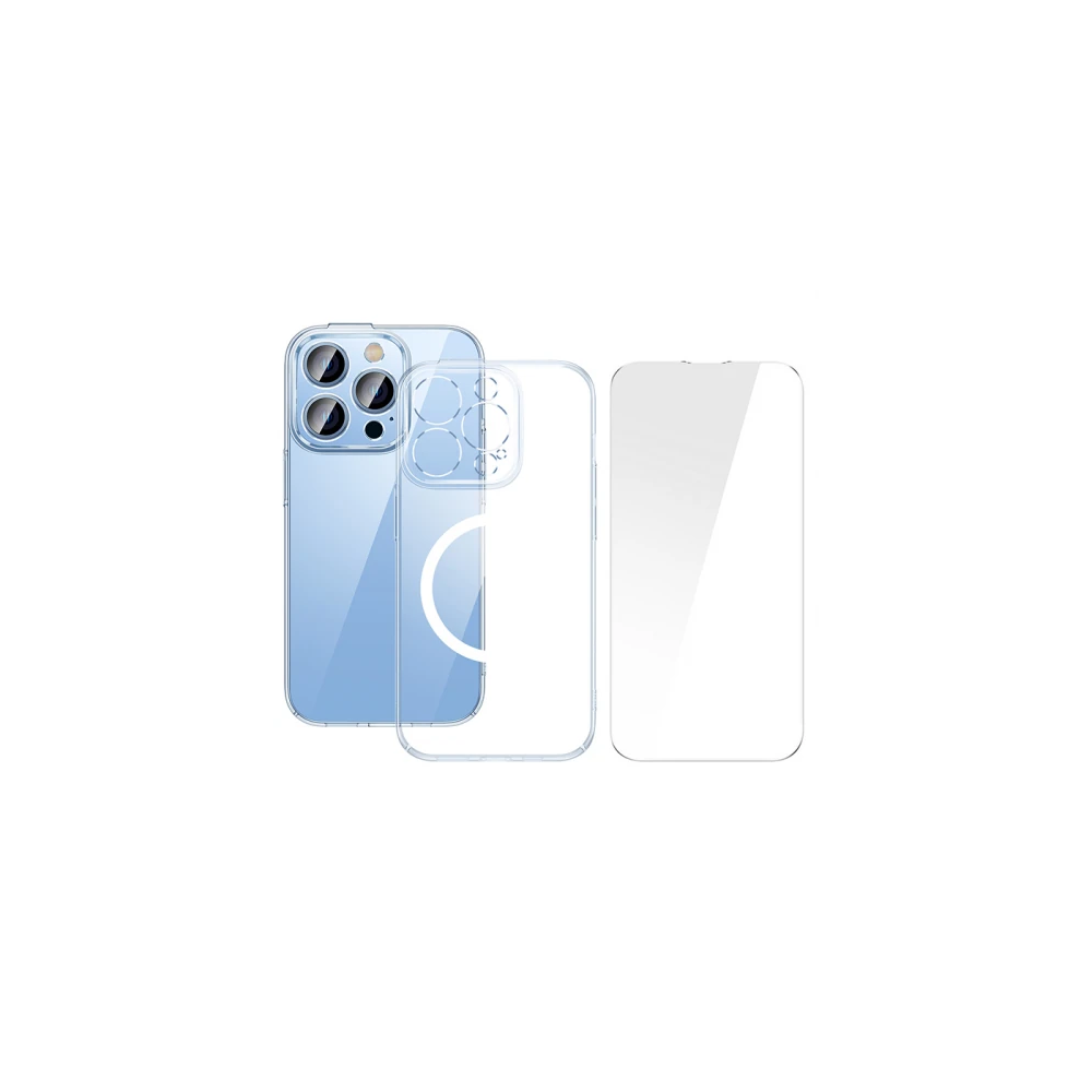 Baseus iPhone 15 Pro Crystal Serisi Manyetik Magsafe Silikon Kılıf + T
