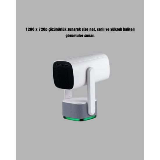HD 720p Projeksiyon Cihazı – Geniş Ekran 10.000 Saat Ampul Ömrü Ev Sin