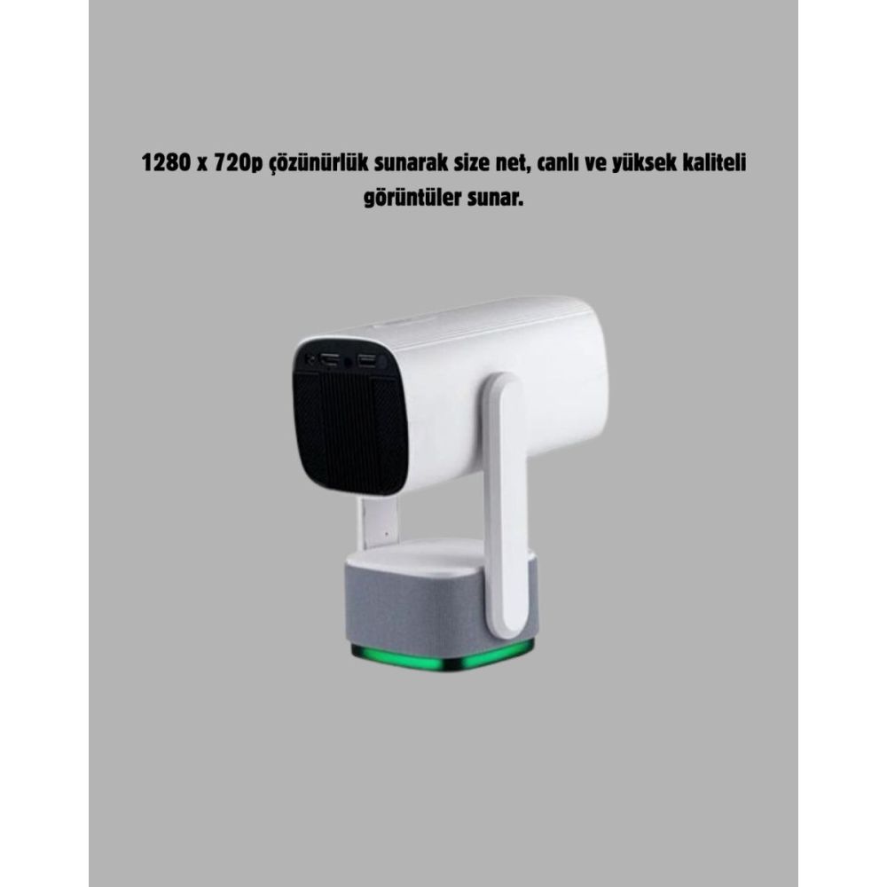 HD 720p Projeksiyon Cihazı – Geniş Ekran 10.000 Saat Ampul Ömrü Ev Sin
