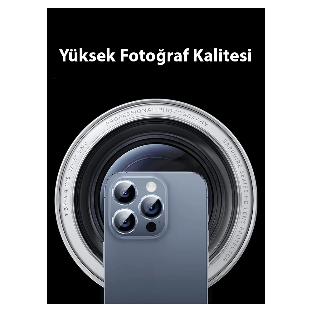 Baseus iPhone 15/15 Plus için Sapphire Serisi HD Cam Kamera Koruyucu
