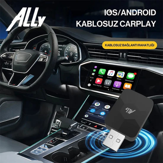 ALLY Kablosuz Car Play Adaptörü Apple Ve Android Cihazlar Için Wireles