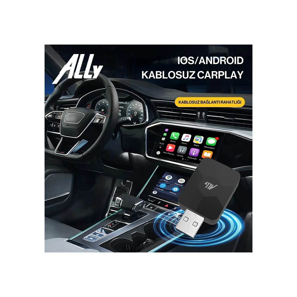 ALLY Kablosuz Car Play Adaptörü Apple Ve Android Cihazlar Için Wireles