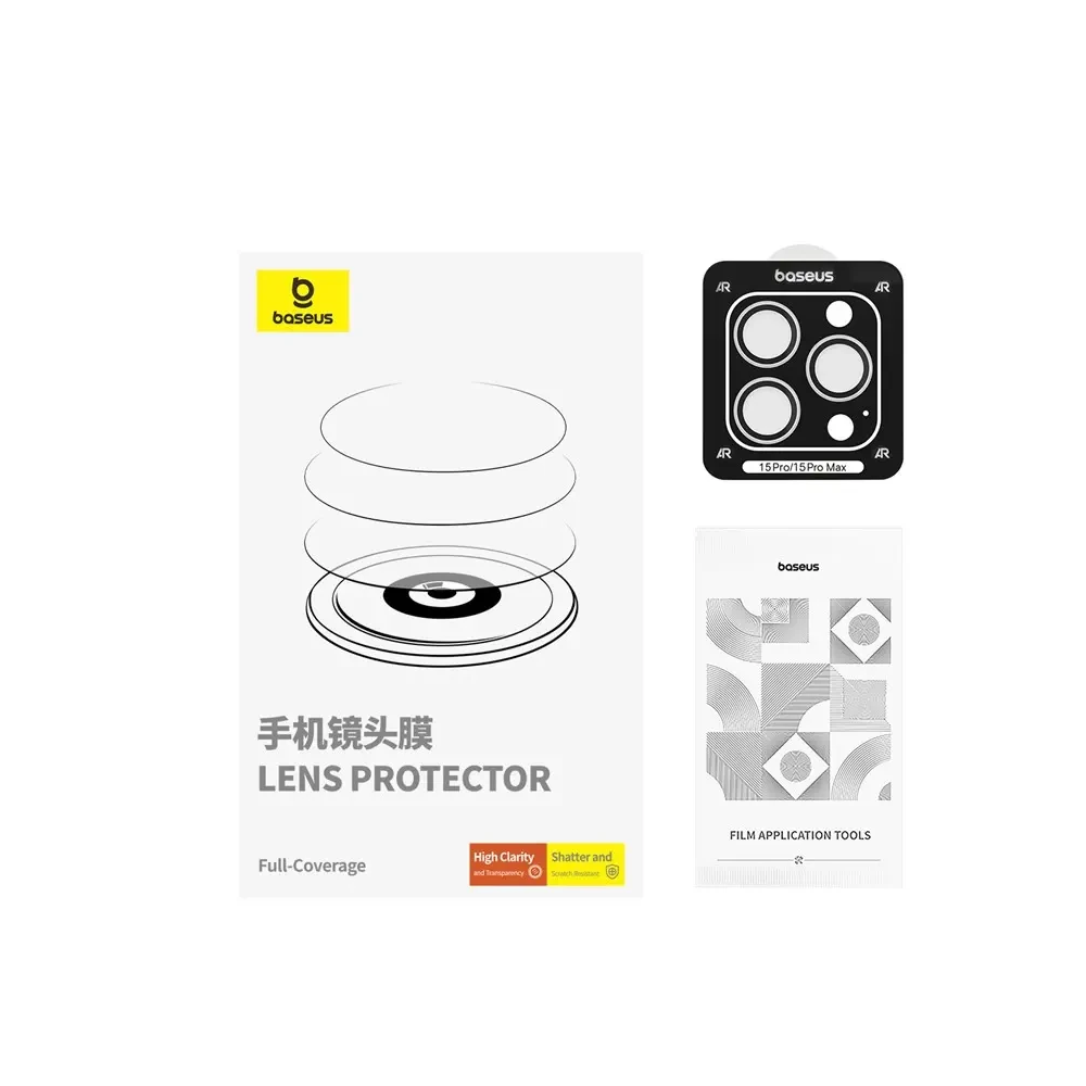 Baseus iPhone 15 Pro/15 Pro Max için Sapphire Serisi HD Cam Kamera Kor