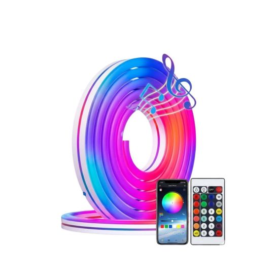 3 Metre RGB Neon LED Şerit Işık Su Geçirmez Kumandalı ve Uygulama Kont