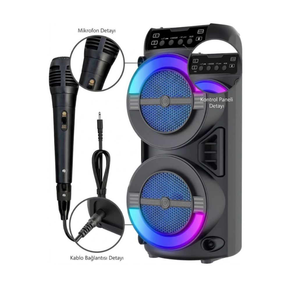 RGB Işıklı Taşınabilir Bluetooth Hoparlör Güçlü Stereo Ses