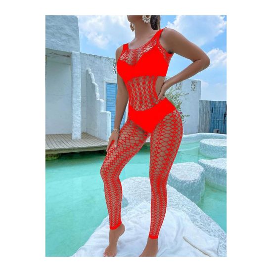 Seksi File Çorap - Ultra Esnek Büyük Beden - Kırmızı - Party Koleksiyo
