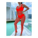 Seksi File Çorap - Ultra Esnek Büyük Beden - Kırmızı - Party Koleksiyo