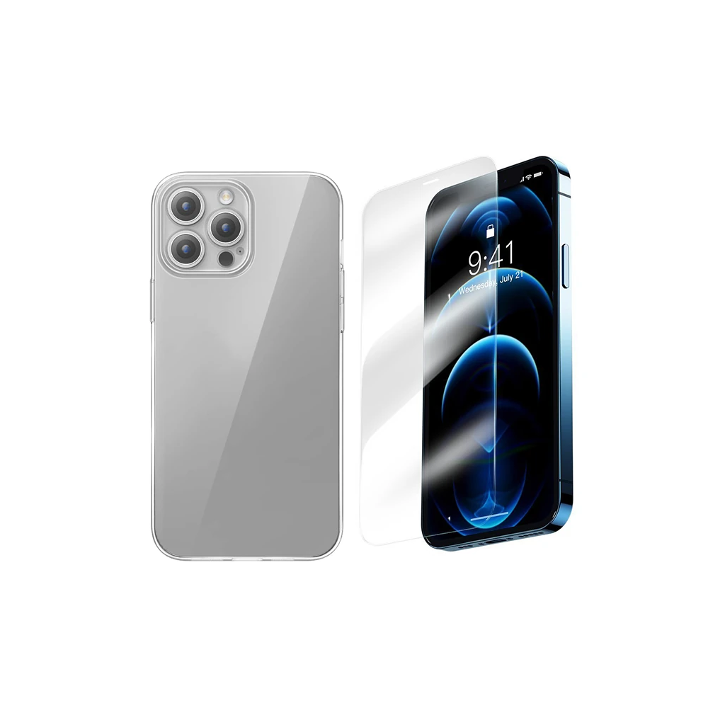 Baseus iPhone 15 Pro Corning Serisi Silikon Kılıf + Tempered Ekran Kor