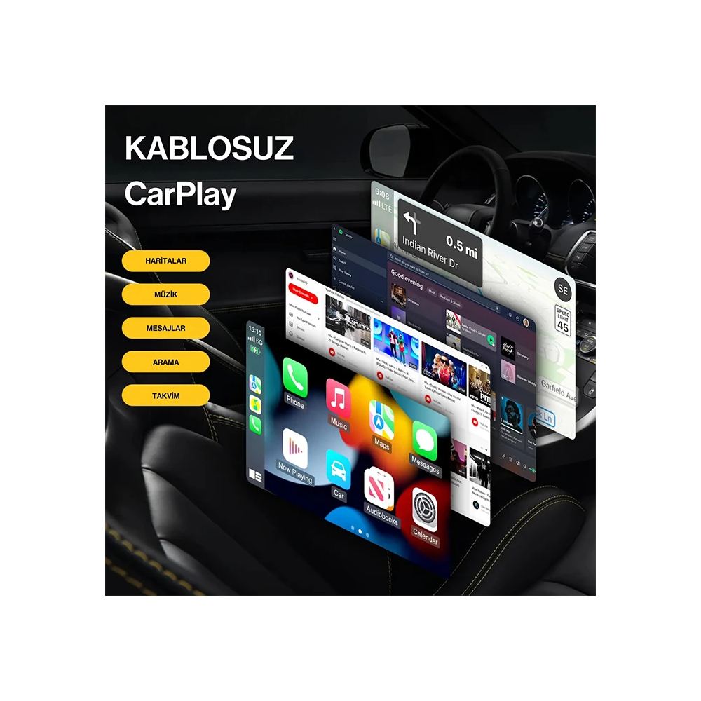 ALLY Kablosuz Car Play Adaptörü Apple Ve Android Cihazlar Için Wireles