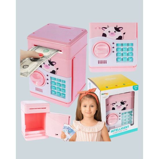 Çocuklar İçin Pembe ATM Görünümlü Elektronik Kumbara