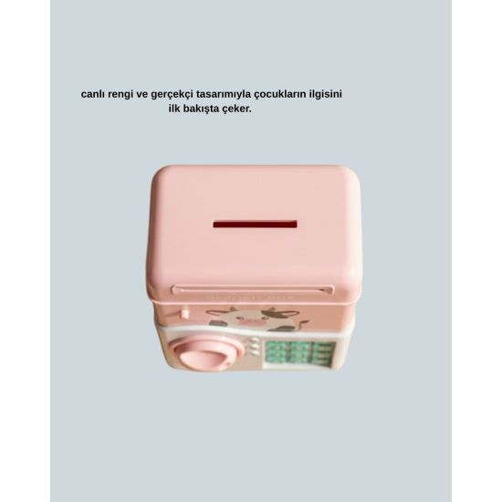 ATM Tasarımlı Pembe Işıklı Sesli Çocuk Kumbarası