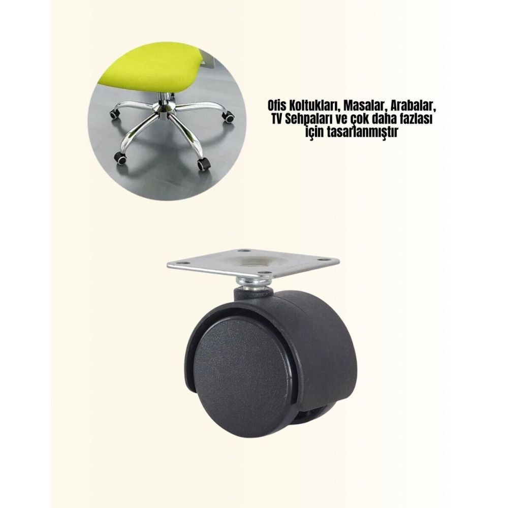 6 cm Kilitsiz Masa Ayağı Tekerleği 4’lü Set Çok Amaçlı