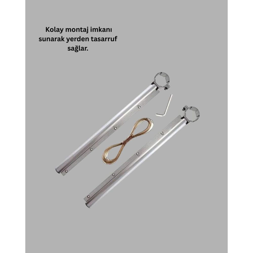 Kare Küpeşte Uyumlu Balkon Çamaşır Askısı 25x60 cm Beyaz Pratik
