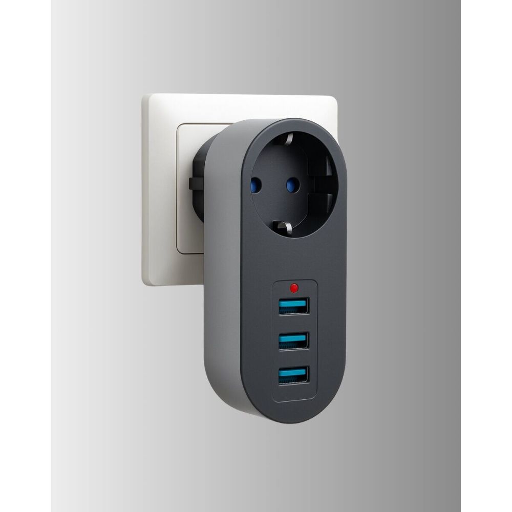 Çocuk Korumalı Termal Priz – 3'lü USB Şarj ve Akım Koruması