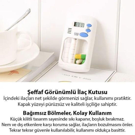 Ezere Elektronik Akıllı Zamanlayıcılı Taşınabilir Hap İlaç Kutusu - BP