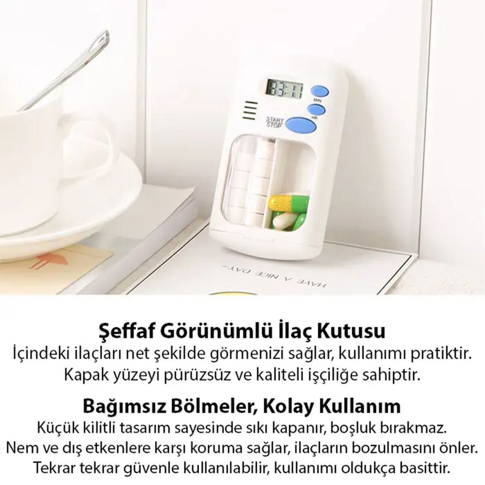 Ezere Elektronik Akıllı Zamanlayıcılı Taşınabilir Hap İlaç Kutusu - BP