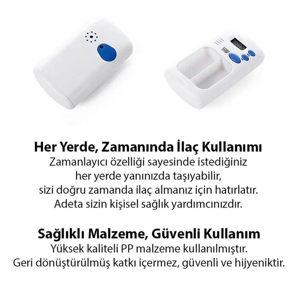 Ezere Elektronik Akıllı Zamanlayıcılı Taşınabilir Hap İlaç Kutusu - BP