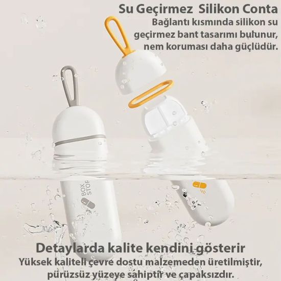 EZERE Taşınabilir 3 Bölmeli Nem Geçirmez Mini Hapİlaç Saklama Kutusu -