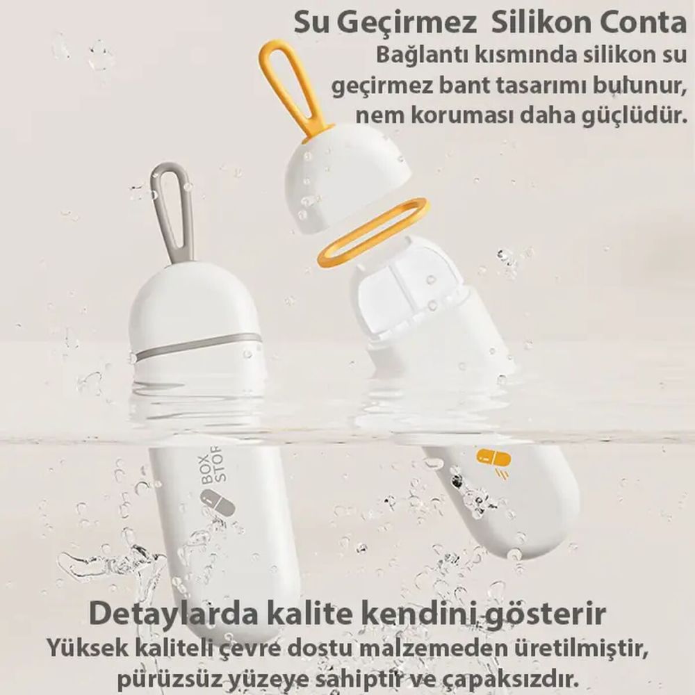EZERE Taşınabilir 3 Bölmeli Nem Geçirmez Mini Hapİlaç Saklama Kutusu -