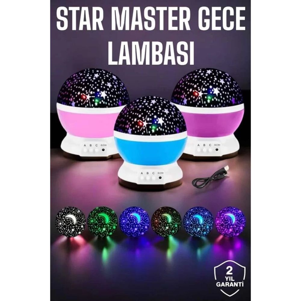 Yıldızlı Gökyüzü Projeksiyon Gece Lambası Hareketli Işık Şovu