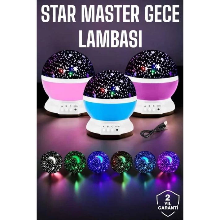 Yıldızlı Gökyüzü Projeksiyon Gece Lambası Hareketli Işık Şovu
