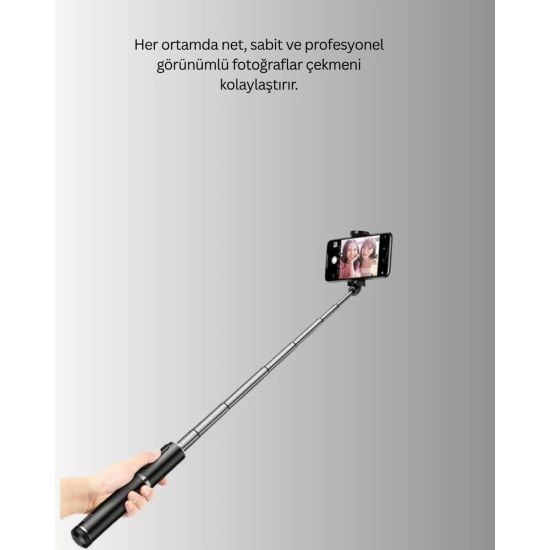 Bluetooth Selfie Çubuğu – Katlanabilir Uzaktan Kumandalı
