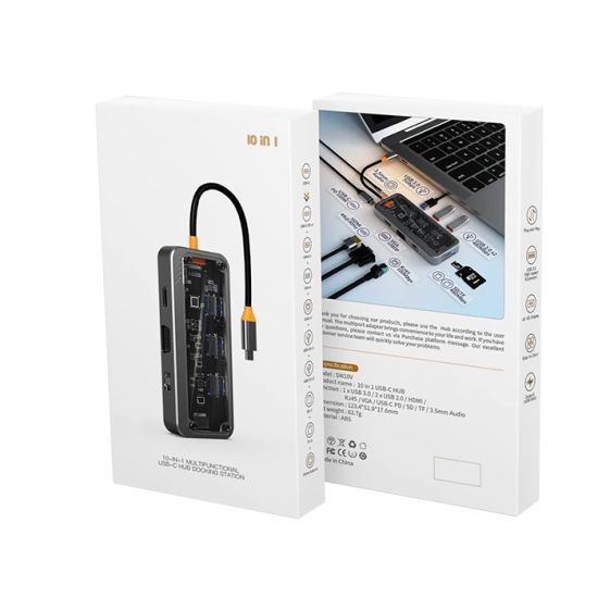 ALLY SW1V-PRO Type-c To USB3.0 3adet+ 3.5mm+ HDMI+ VGA+ SD + TF + Ethe