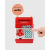 Şifreli Kırmızı ATM Tasarımlı Çelik Kasa Görünümlü Kumbara