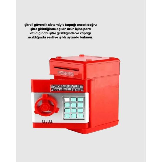 Kırmızı ATM Kasa Tipi Para Biriktirme Kumbarası