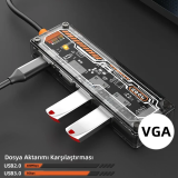 ALLY 6in1 Type-c To USB3.0 + USB2.0 + Type-c PD 100W + HDMI + VGA + 3.