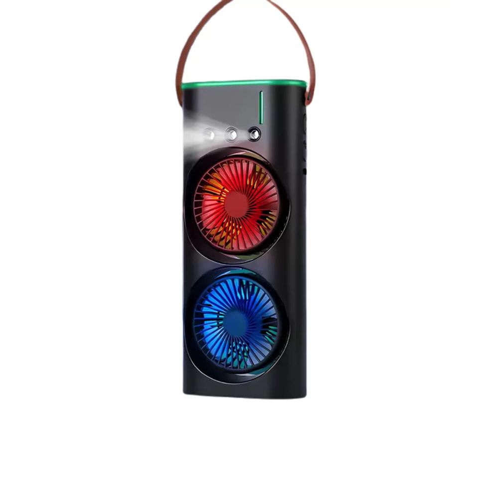Çift Başlıklı Taşınabilir Fan RGB Işıklı Sprey Nemlendiricili Masaüstü