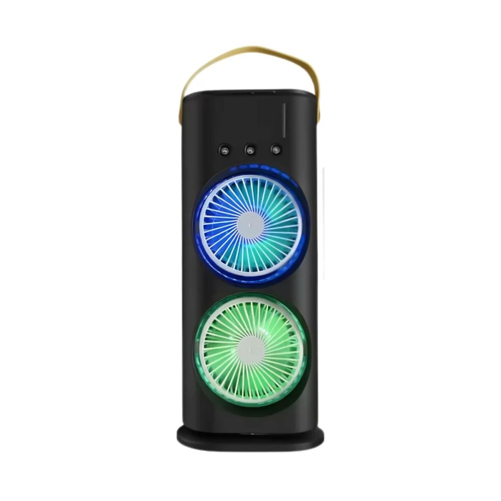 Şarjlı Buharlı Serinletici Fan RGB Işıklı Çift Pervaneli Masa Fanı