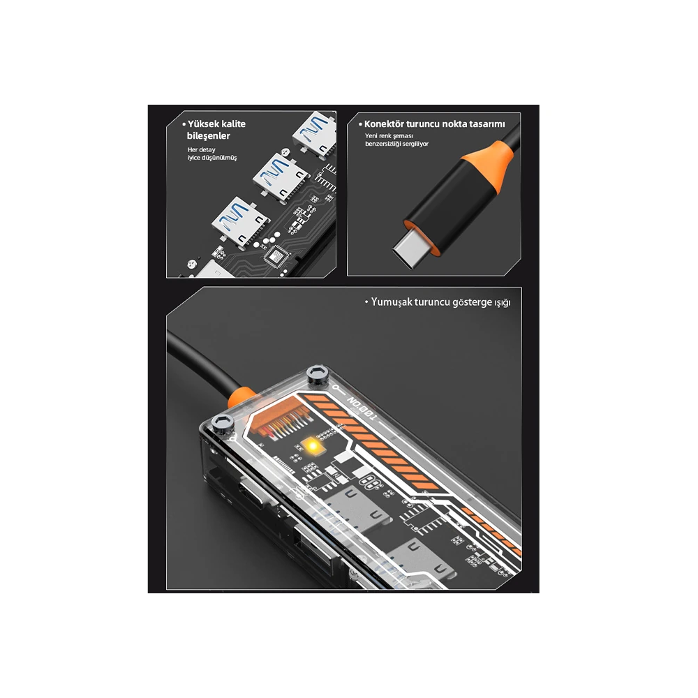 ALLY 5in1 Type-c To USB3.0 + USB2.0 + Type-c PD 100W + HDMI + Ethernet