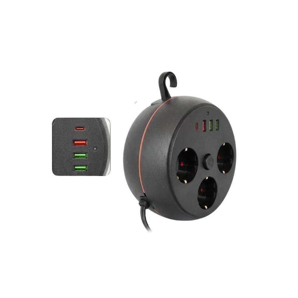 Ev Ofis İçin Çoklu Priz 3 Priz 3 USB Type C Güvenli Enerji Yönetimi