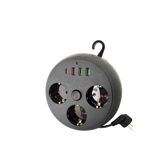 Çoklu Priz Akım Koruma 3 Soket 3 USB Type C Hızlı Şarj 2m Uzatma Kablo