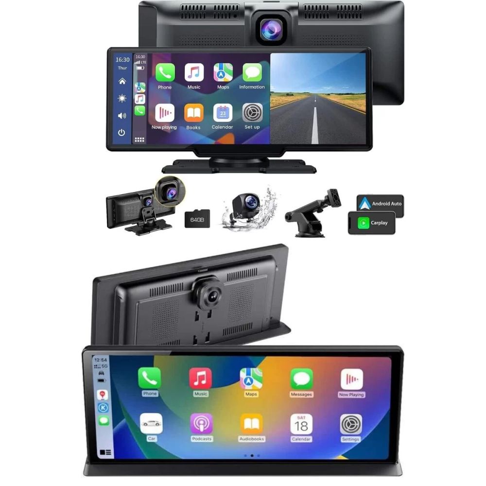 4K 10.2 İnç Çift Kameralı Araç Multimedya Ekranı CarPlay Kablosuz Tüm 