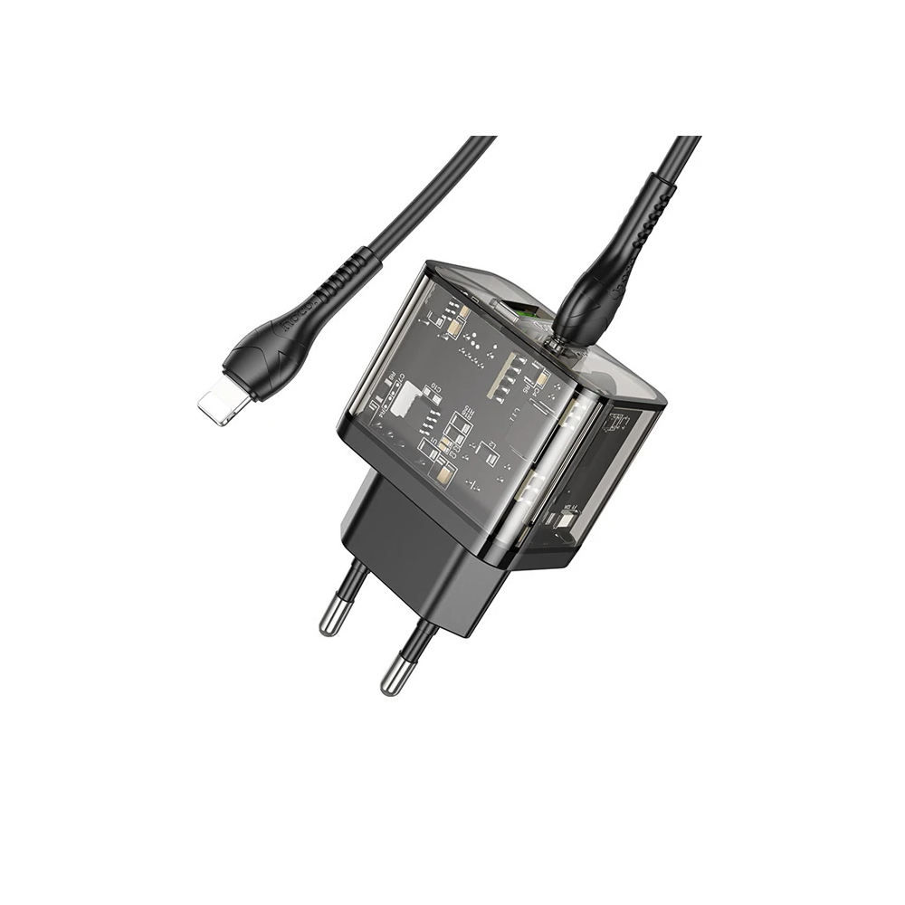 HOCO N34 PD20W USB+Type-C + iPhone Lightning Kablo Hızlı Şarj Adaptör 